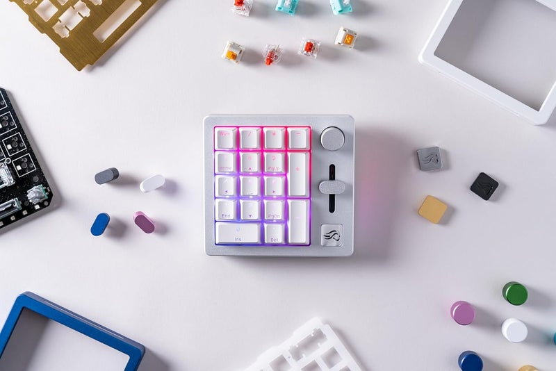 Glorious GMMK Mechanical Numpad- 10 Key USB Programmable Keypad - Hot Swappable, Volume Control, RGB Backlit, Wired & Wireless Bluetooth - Laptop & Keyboard Accessories- White - Image 5